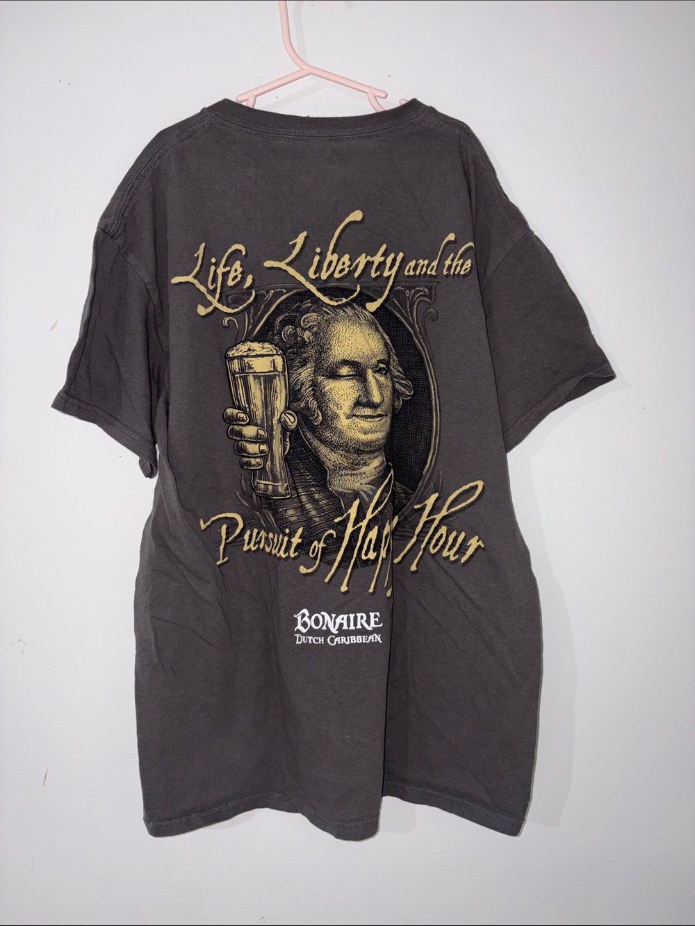 Gildan Charcoal Short Sleeve Graphic Tee with Gold Print
